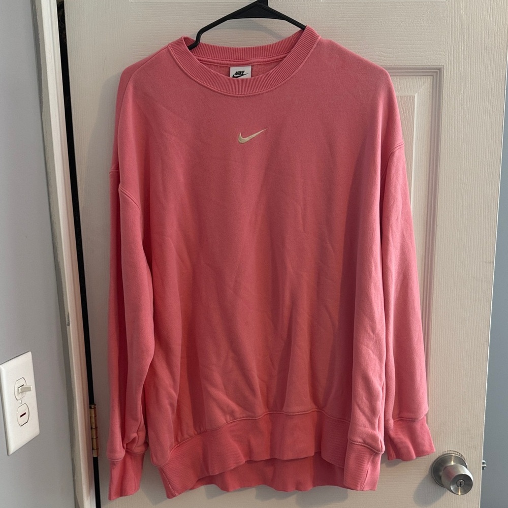 Nike Pink Pullover Sweatshirt with Black Swoosh Tag